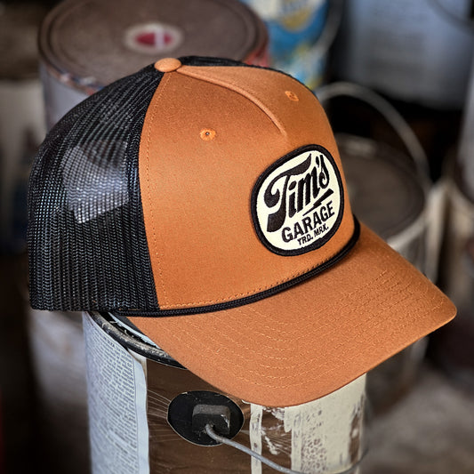 Tim's Garage Logo Patch Trucker Caramel