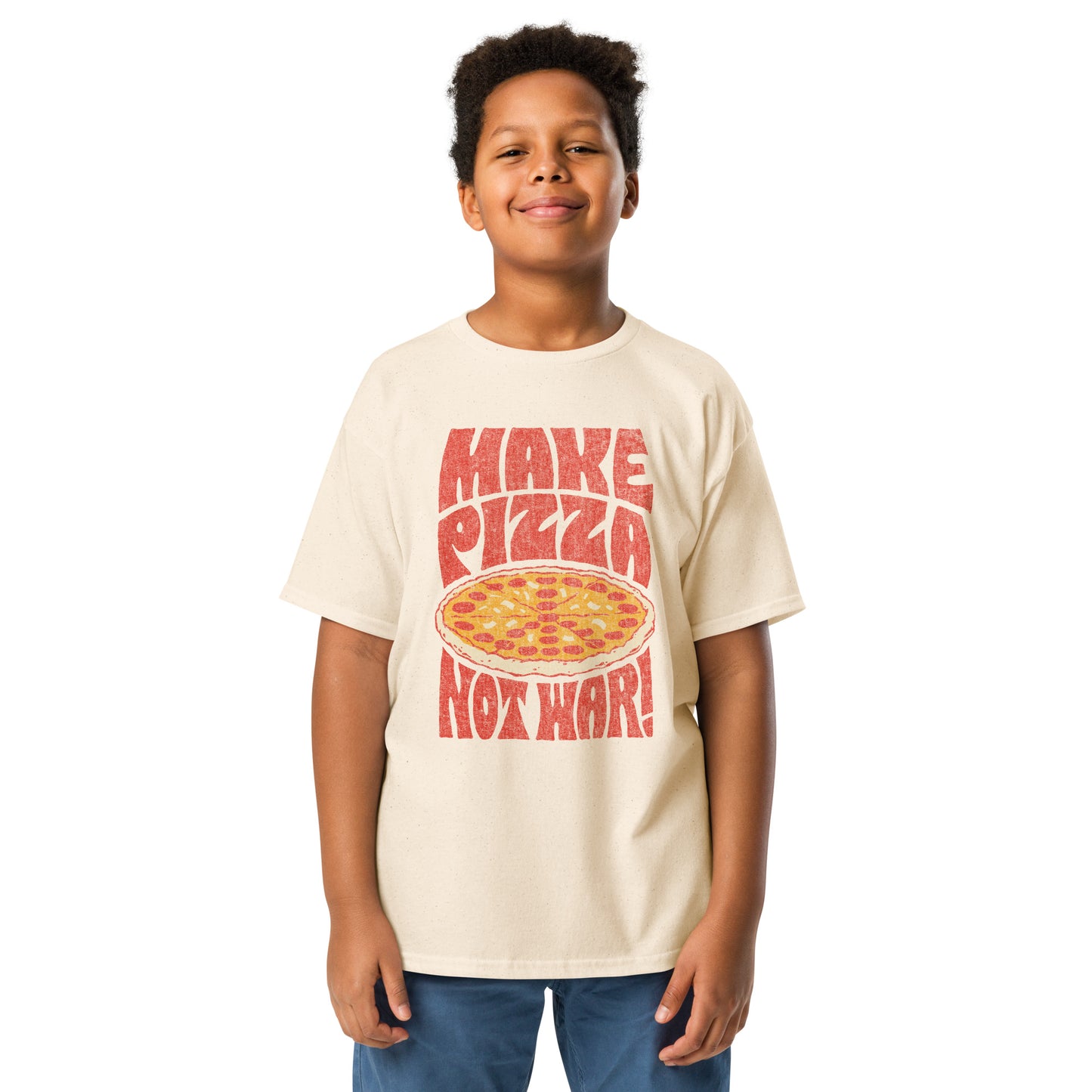 Make Pizza Not War Kids T-shirt