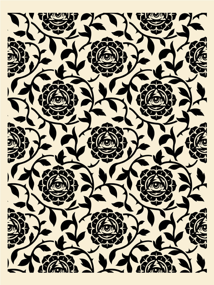 Icon Vine Pattern Screen Print Black Positive