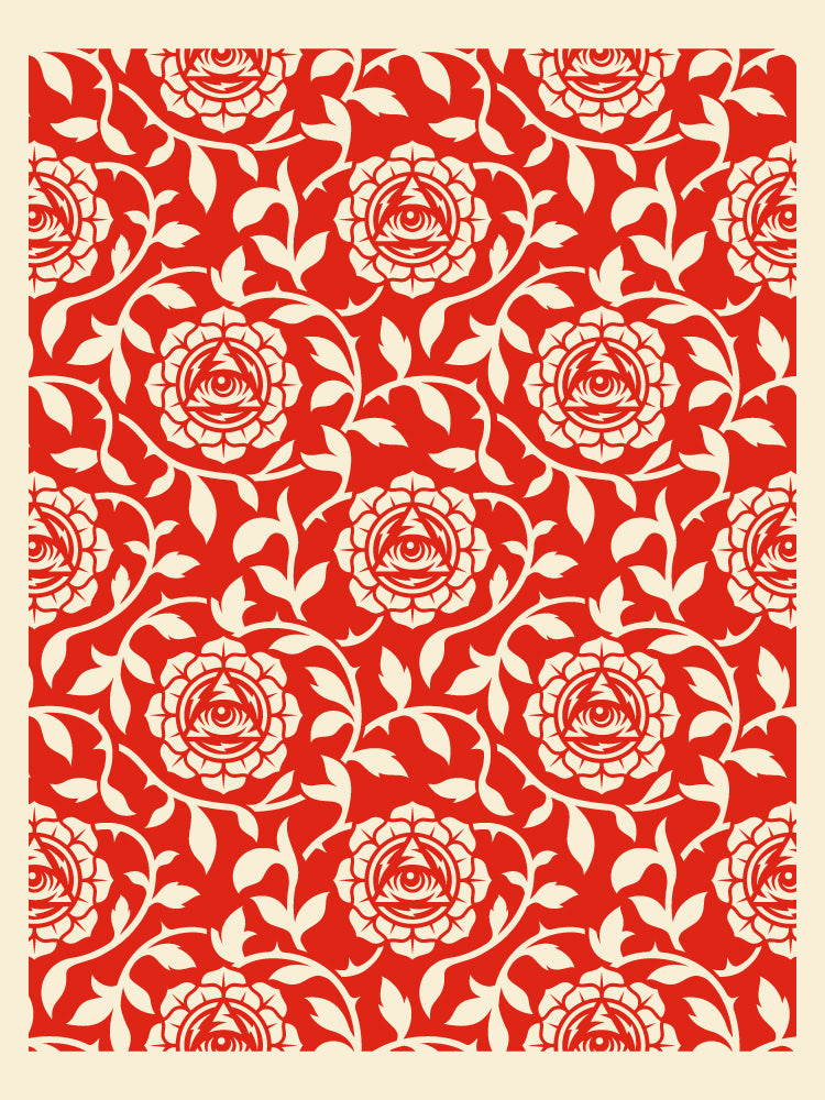Icon Vine Pattern Screen Red Negative