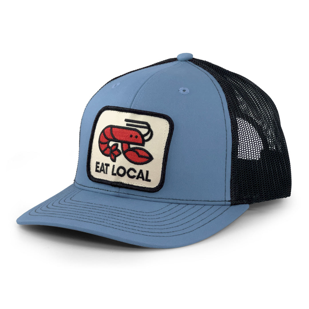 Eat Local Trucker Hat Light Blue