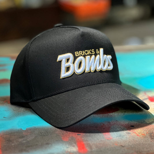 Bricks and Bombs Team Script Hat Black