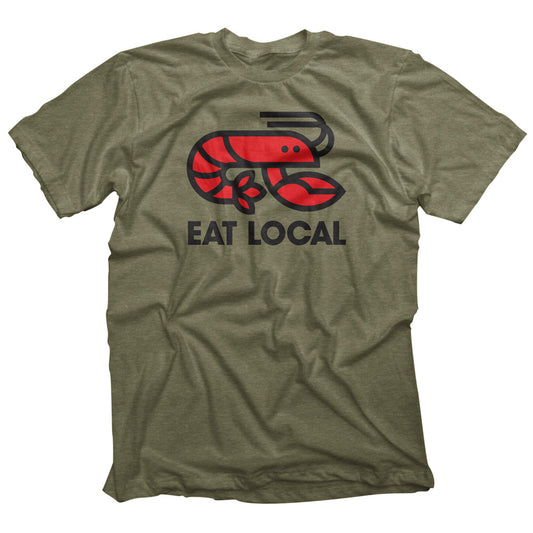 Eat Local Crawfish T-shirt Light Olive