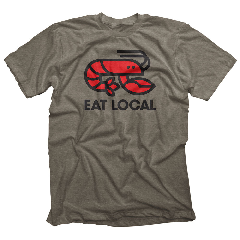 Eat Local Crawfish T-shirt Warm Grey
