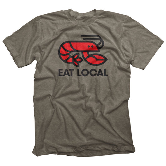 Eat Local Crawfish T-shirt Warm Grey