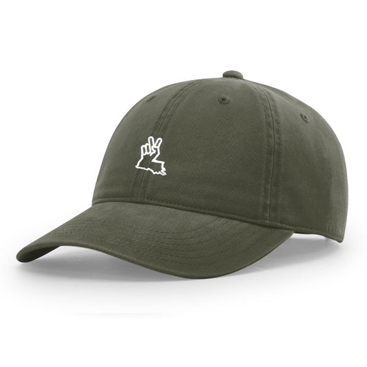 Louisiana Peace Hand Dad Hat Army Green