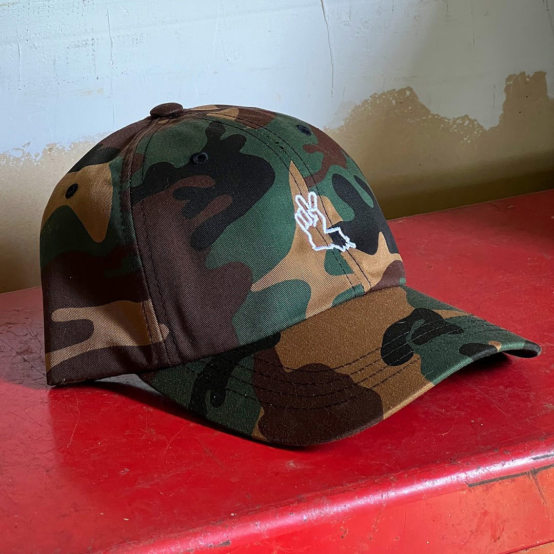 Louisiana Peace Hand Dad Hat Camouflage