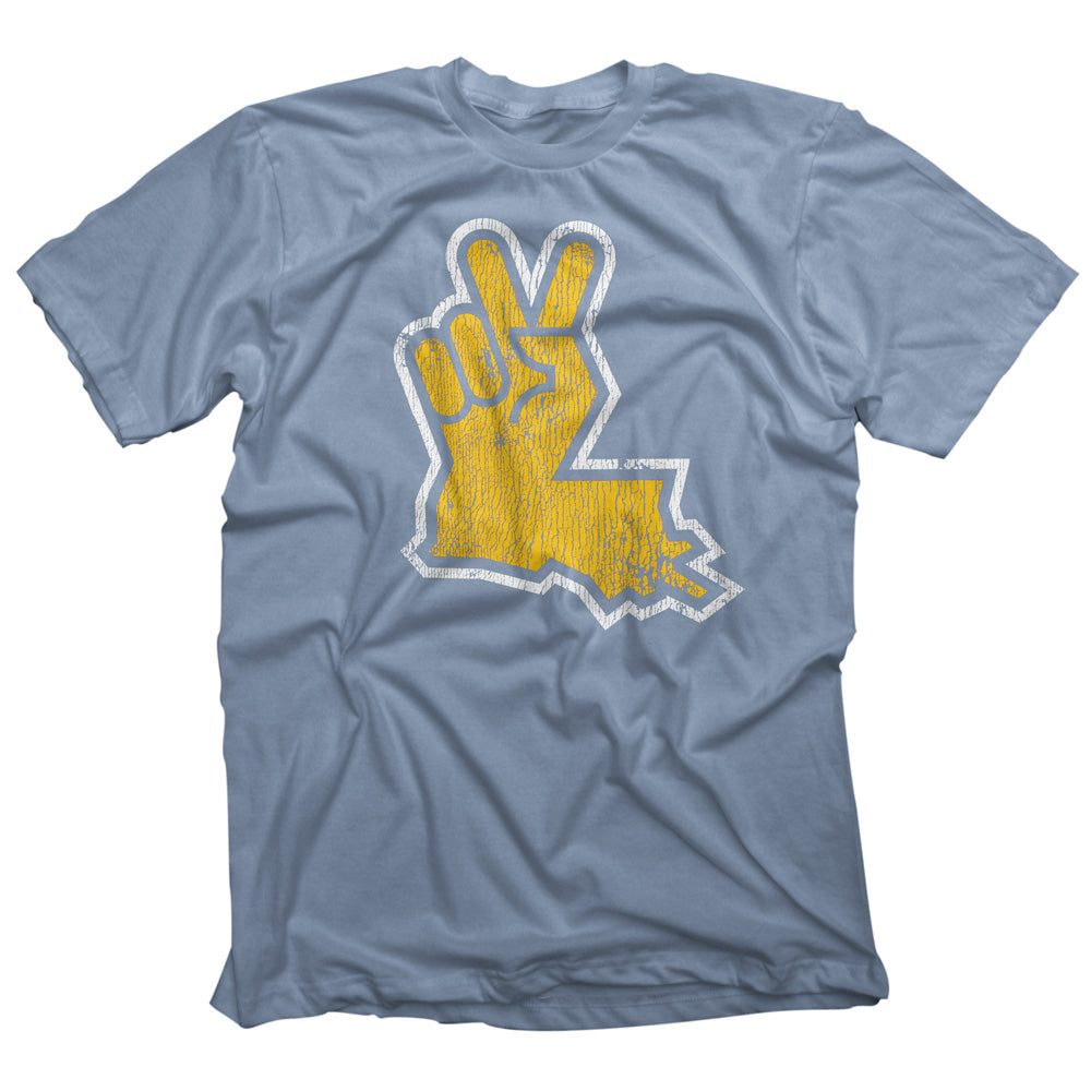 Louisiana Peace Hand T-shirt Light Blue