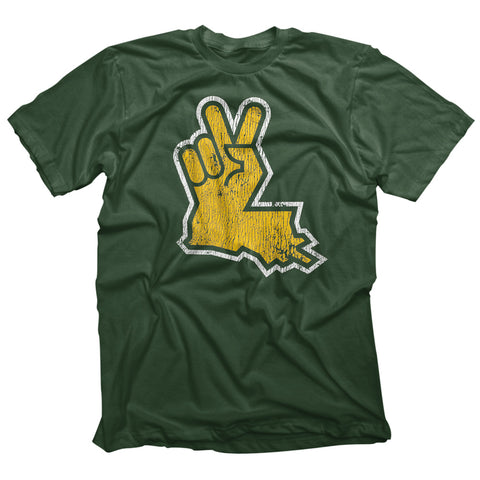 Louisiana Peace Hand T-shirt Forest Green