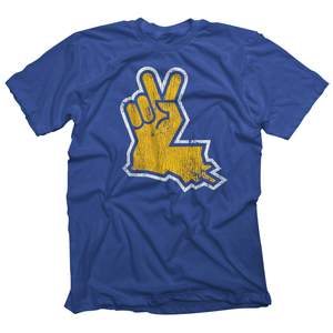 Louisiana Peace Hand T-shirt Royal Blue