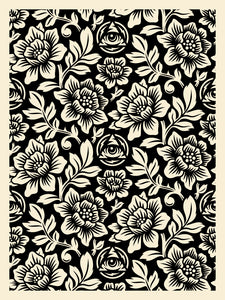 Icon Flower Pattern Screen Print Black