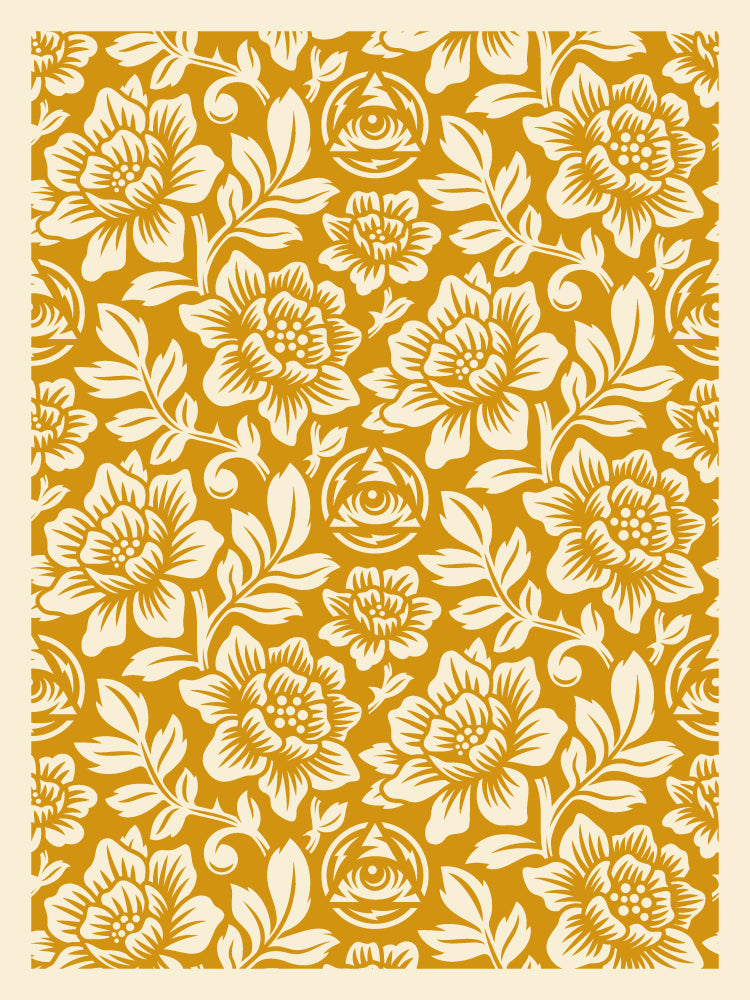 Icon Flower Pattern Screen Print Gold