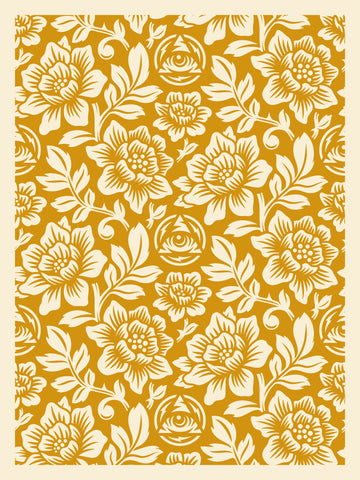Icon Flower Pattern Screen Print Gold