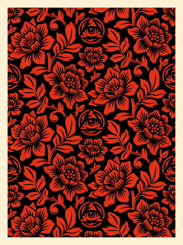 Icon Flower Pattern Screen Print Red/Black