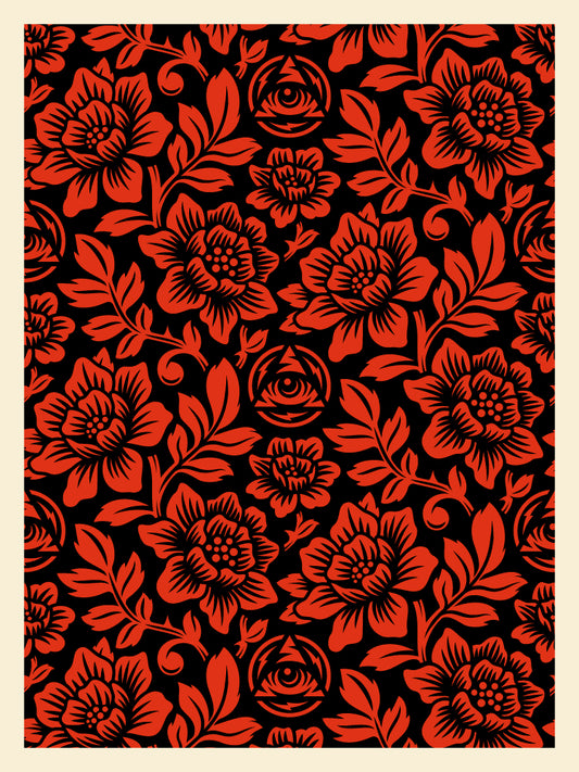 Icon Flower Pattern Screen Print Red/Black