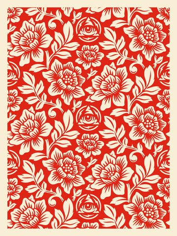 Icon Flower Pattern Screen Print Red