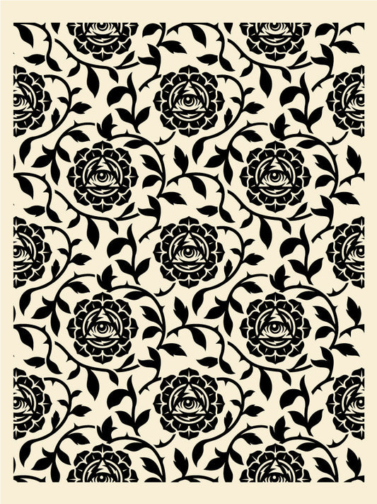 Icon Vine Pattern Screen Print Black Positive