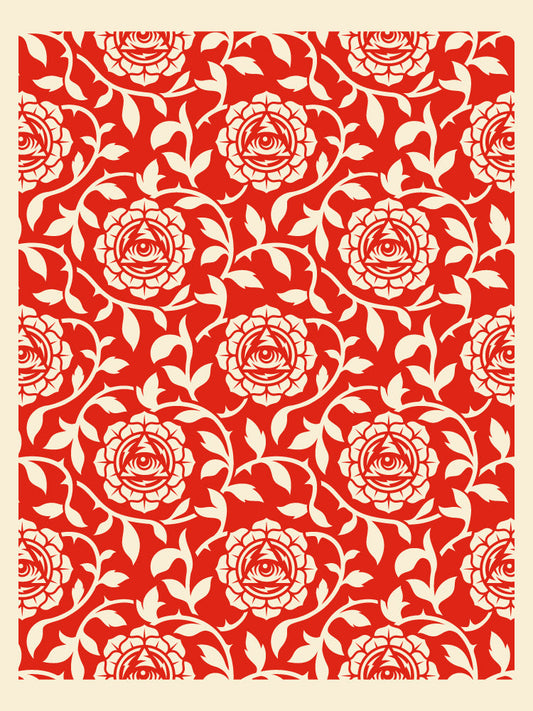 Icon Vine Pattern Screen Red Negative